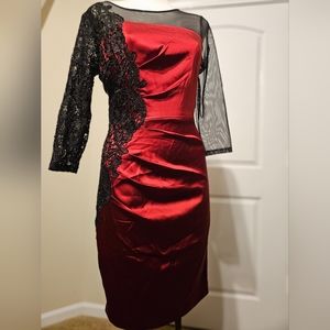 Gorgeous! NEW JAX Dark Red and Black Lace Evening Cocktail Dress Size 4